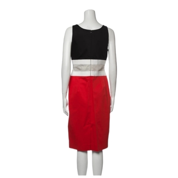 Carolina Herrera Red & Black Colorblock Sheath Dress - Picture 3 of 7